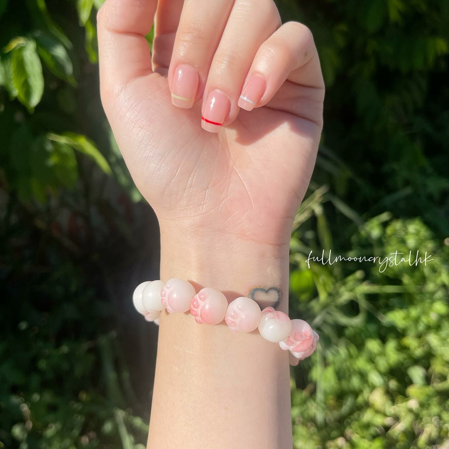 櫻花粉菩提燒貓爪手串
