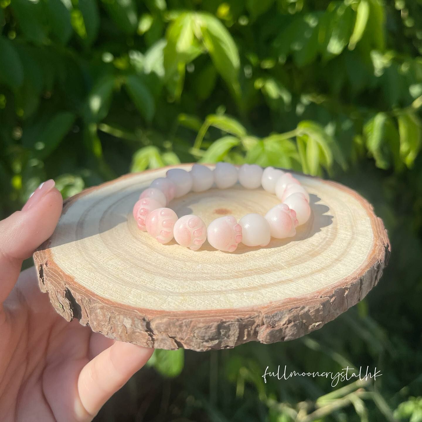 櫻花粉菩提燒貓爪手串