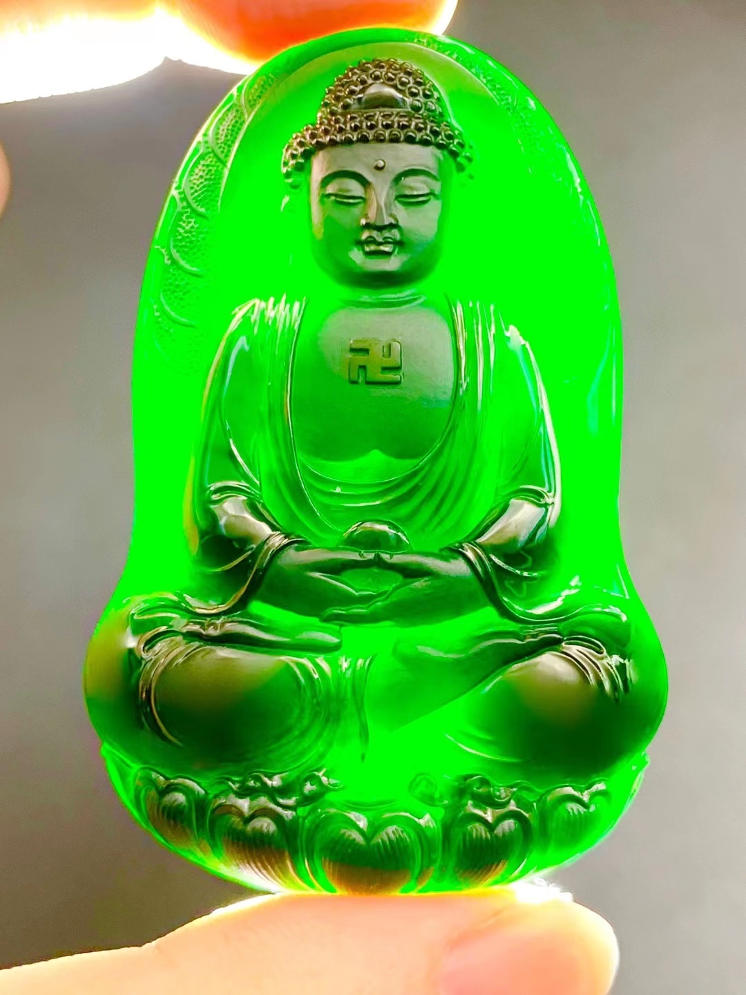 墨翠阿彌陀佛,天然翡翠A玉, 緬甸玉, Jade, Jadeite