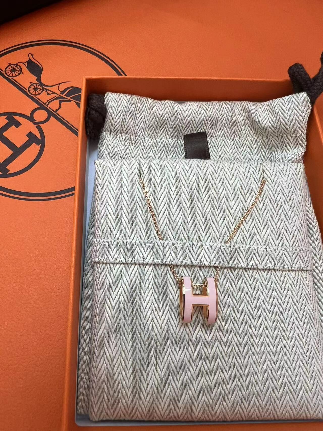 Hermes 粉色項鏈 GM size -M