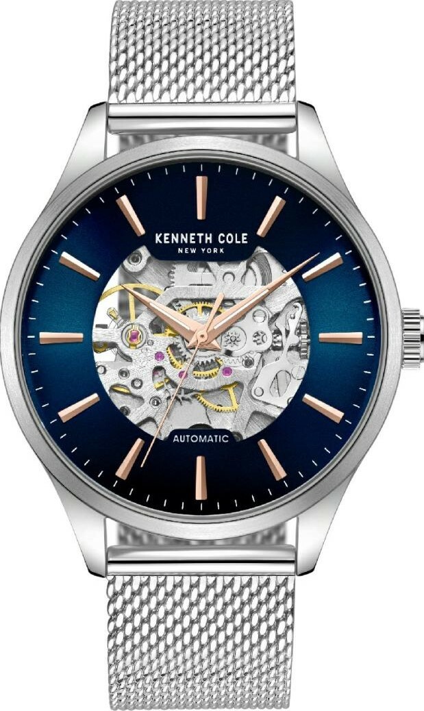 萬年鐘錶 - KENNETH COLE  美國紐約品牌  透視機芯機械不鏽鋼米蘭錶帶款男錶 KCWGL2216905 錶徑44MM