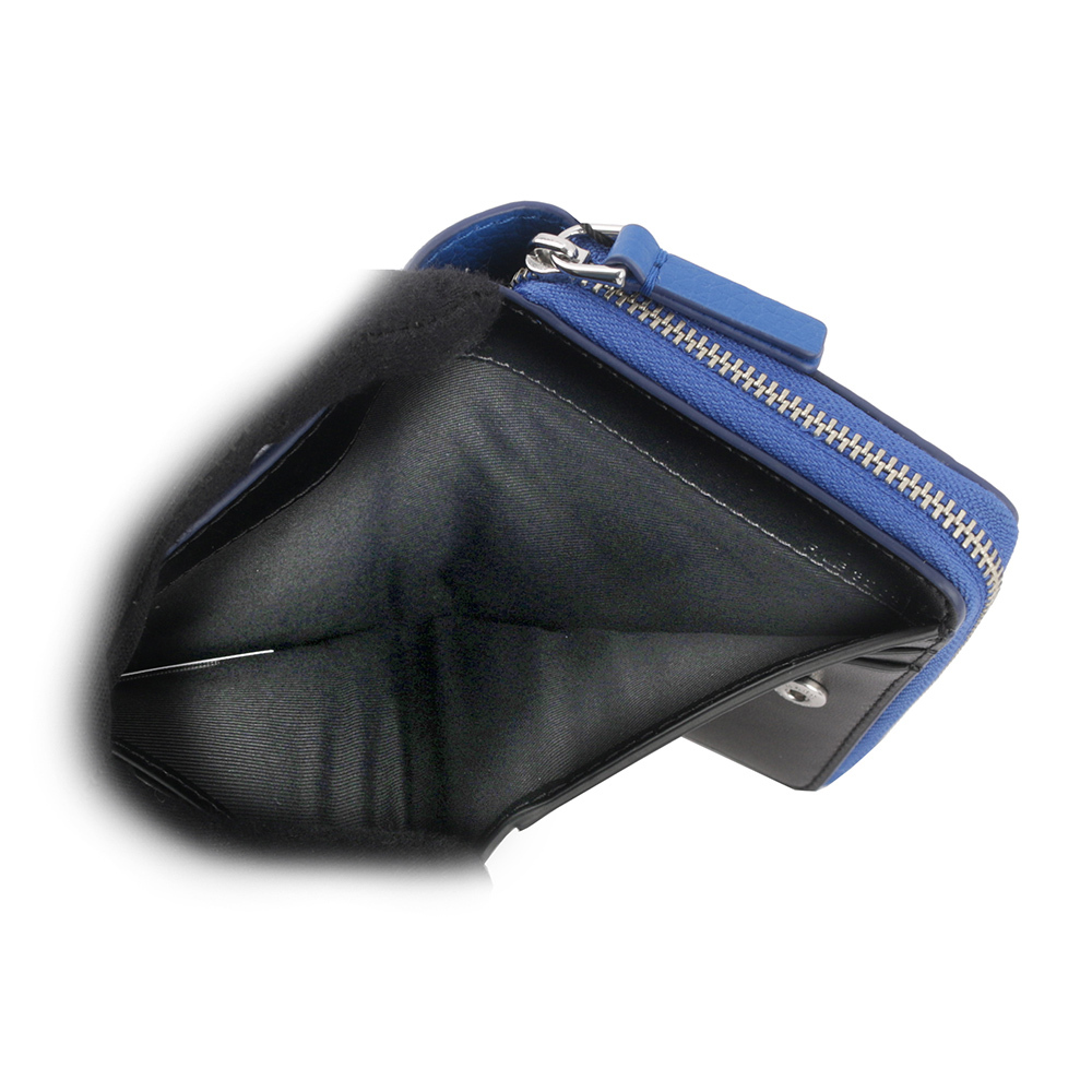 【MARC JACOBS】壓印標誌對開暗釦二折迷你短夾(鈷藍色) 2R3SMP044S10 486