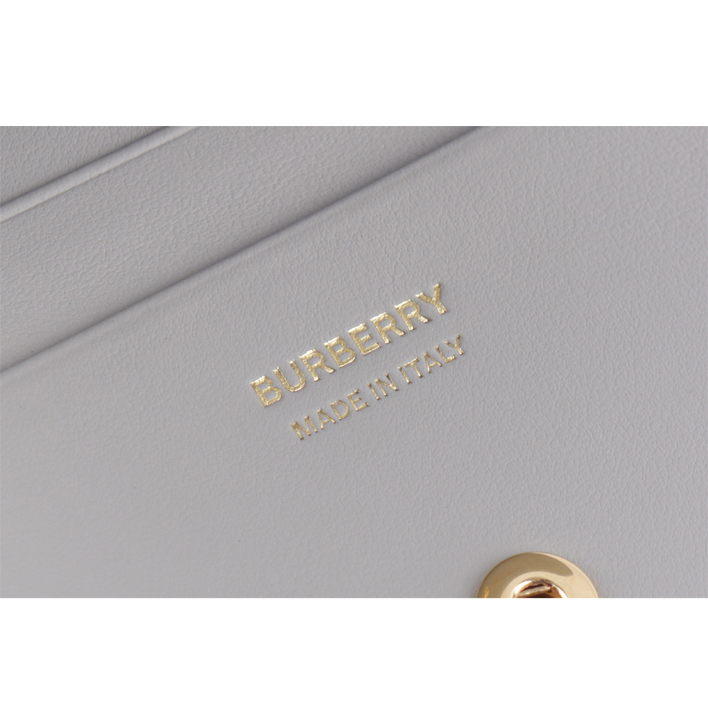 【BURBERRY】TB Logo 牛皮二折短夾(麻灰色) 8070434 A1373