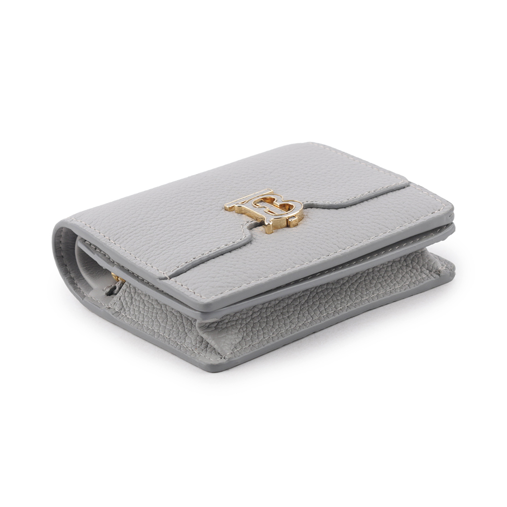 【BURBERRY】TB Logo 牛皮二折短夾(麻灰色) 8070434 A1373