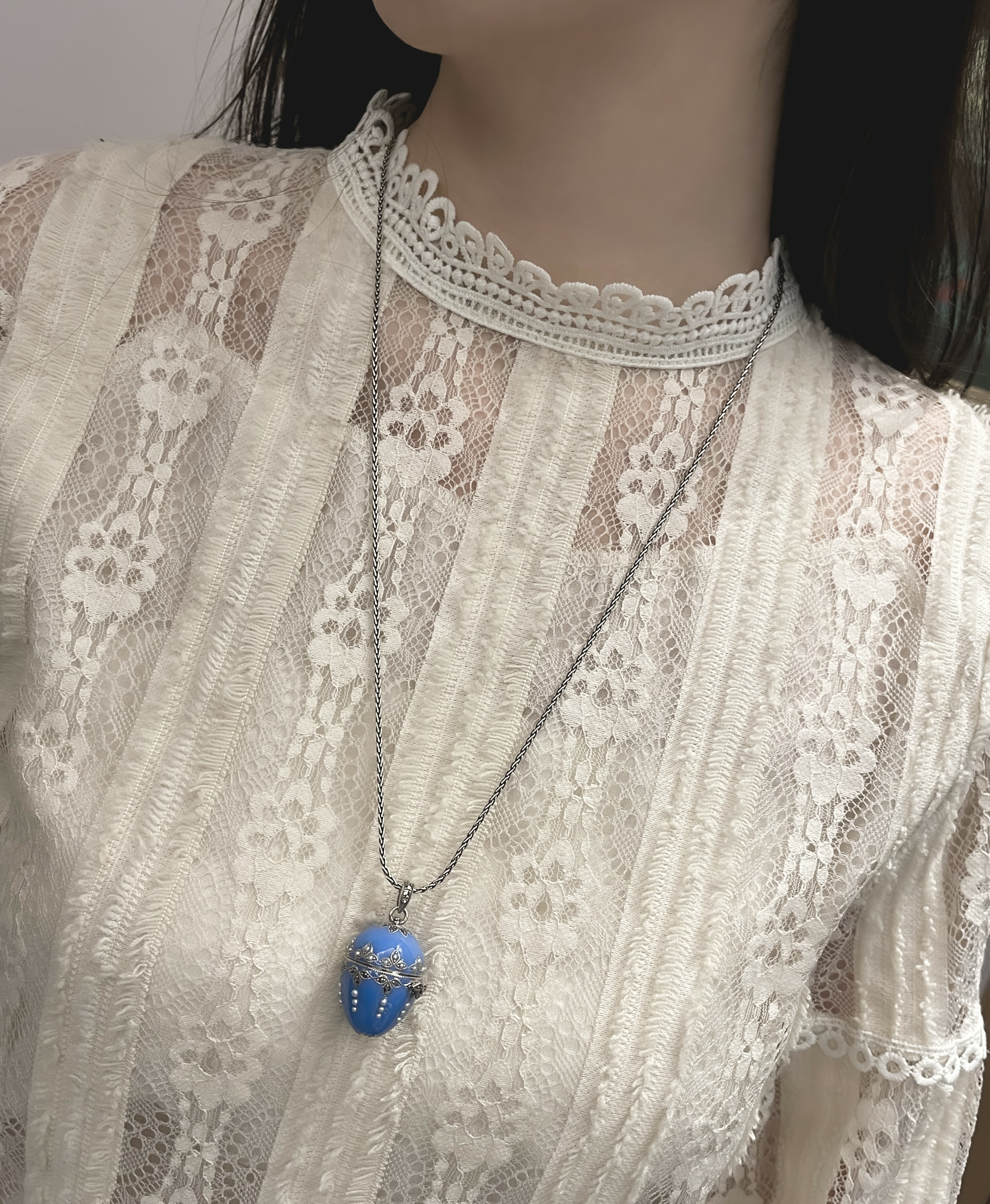 藍色琺瑯彩蛋墜子