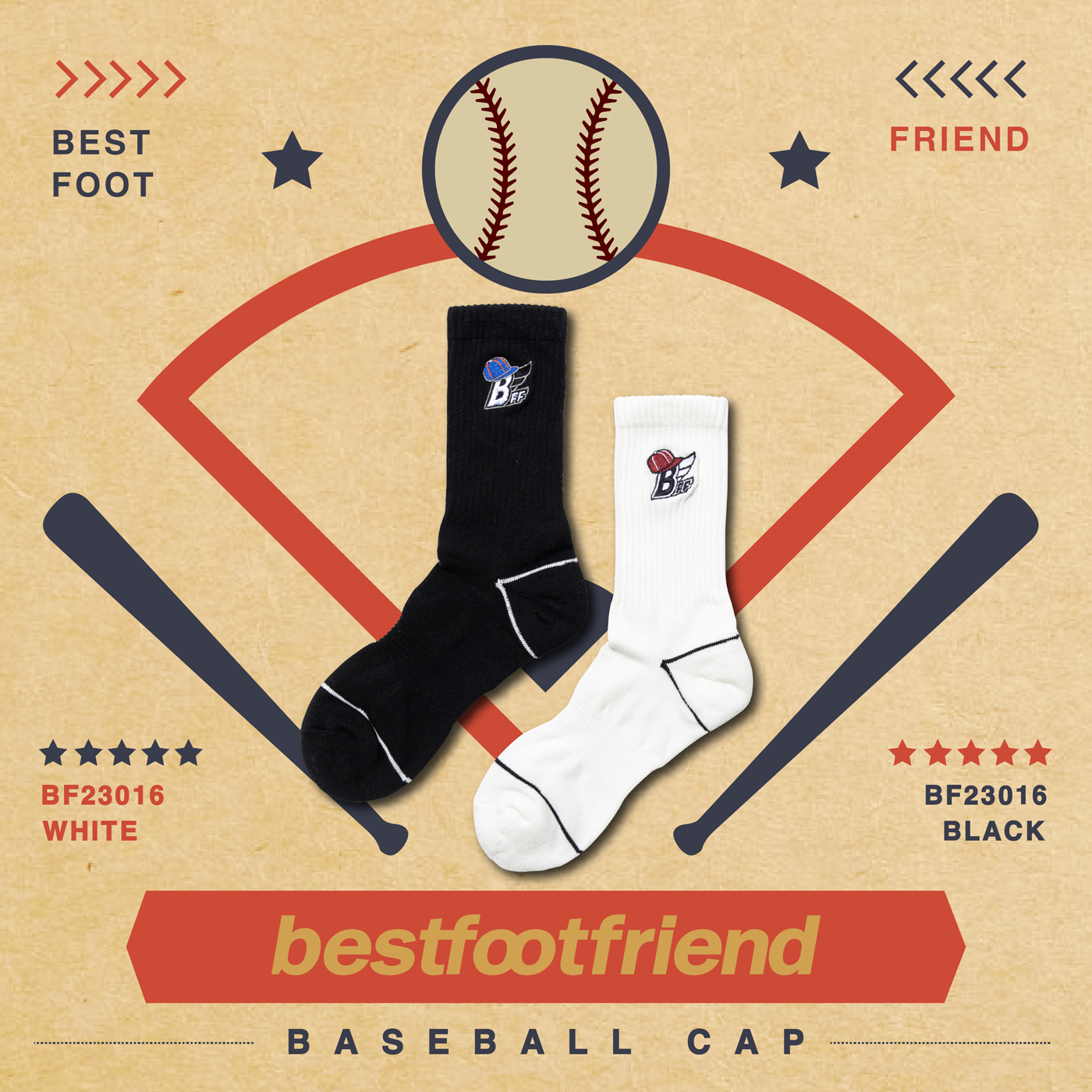 BFF Symptom Socks Baseball Cap 黑色 白色 棒球帽 刺繡 中筒襪【BF23016】