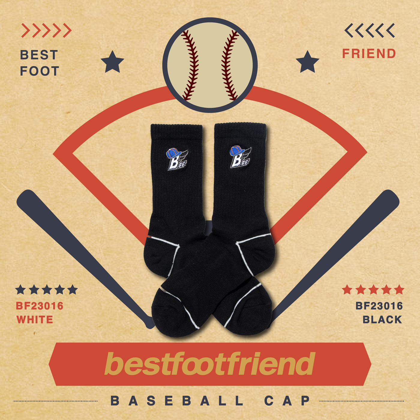 BFF Symptom Socks Baseball Cap 黑色 白色 棒球帽 刺繡 中筒襪【BF23016】