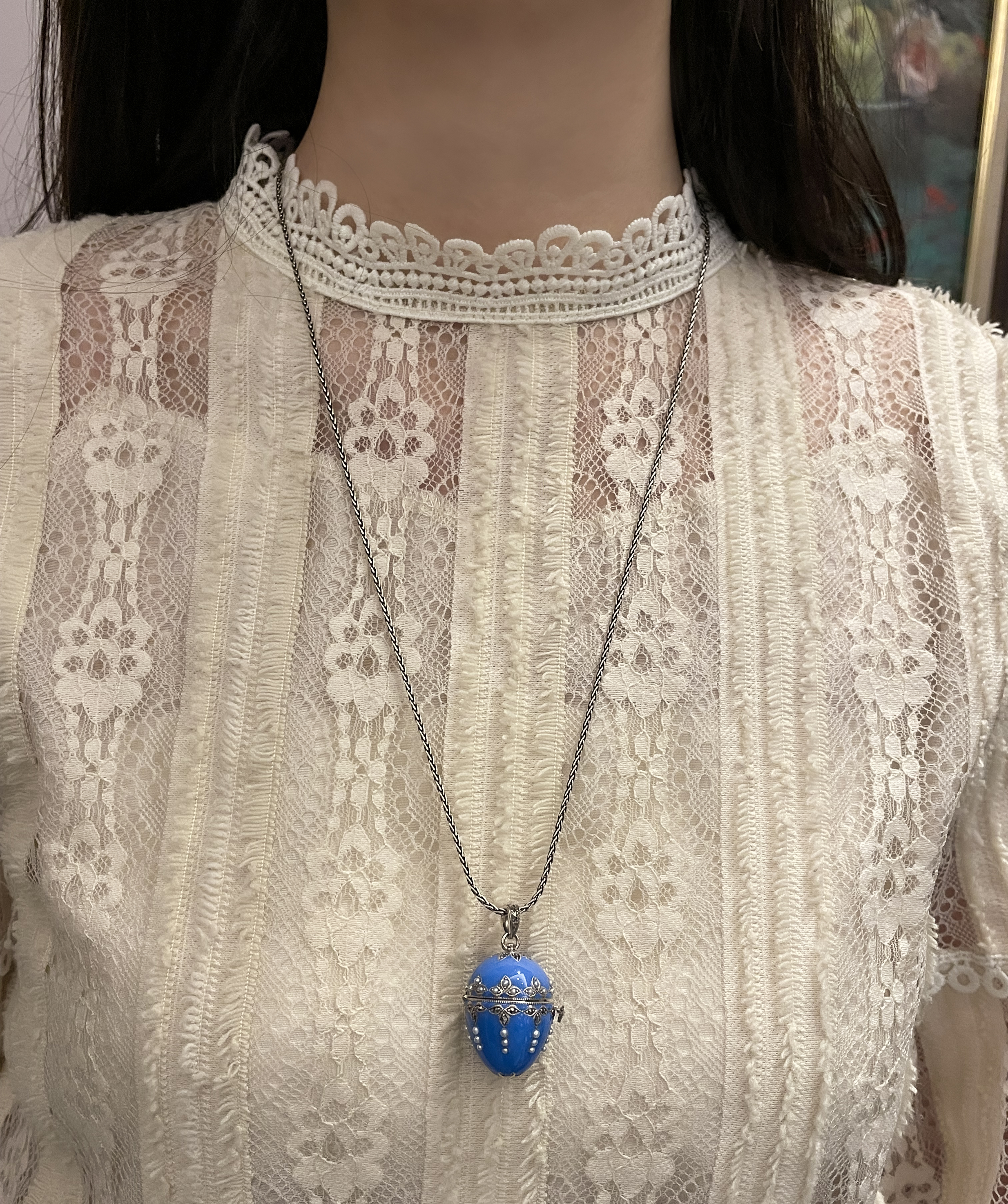 藍色琺瑯彩蛋墜子