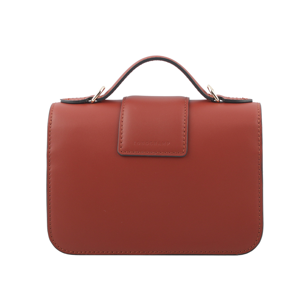 【LONGCHAMP】XS號 BOX-TROT 滑面小牛皮翻蓋二用包(赤褐色) 10180 HAU 204