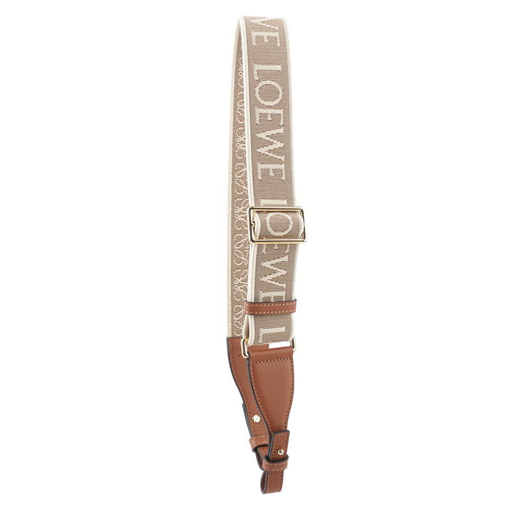 【LOEWE】Anagram 雙面標誌緹花刺繡及小牛皮可調背帶(自然色/焦糖色) C886T90X01 2435