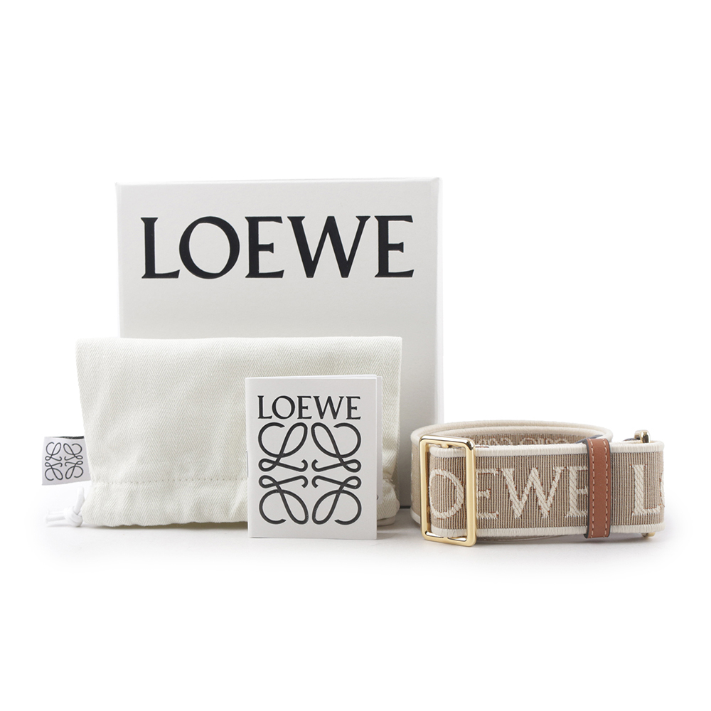 【LOEWE】Anagram 雙面標誌緹花刺繡及小牛皮可調背帶(自然色/焦糖色) C886T90X01 2435