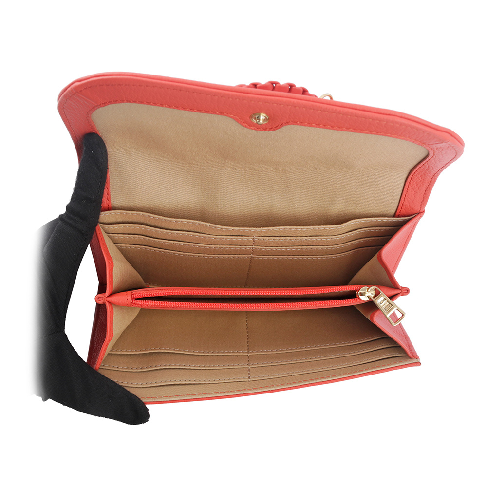 【SEE BY CHLOE】HANA系列壓釦翻蓋長夾(粉橘色) CHS24SP761E05839