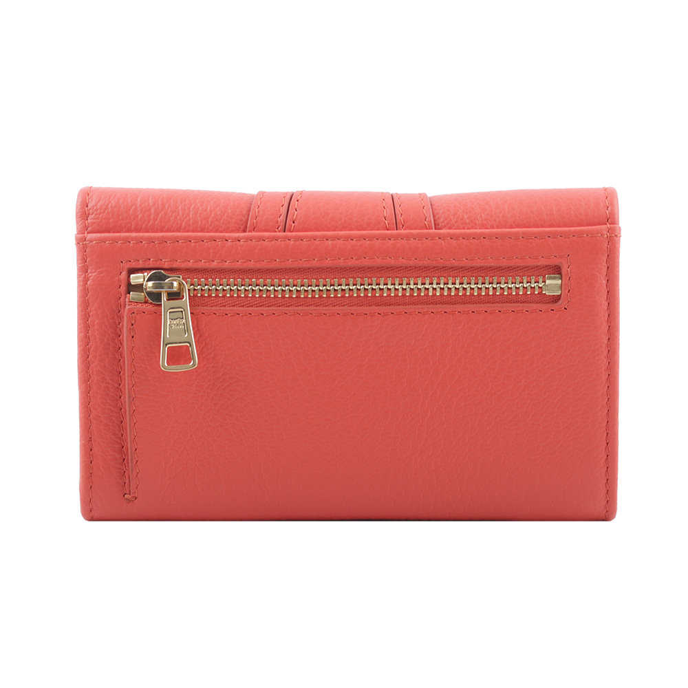 【SEE BY CHLOE】HANA系列牛皮翻蓋中夾(粉橘色) CHS24SP783E05 839