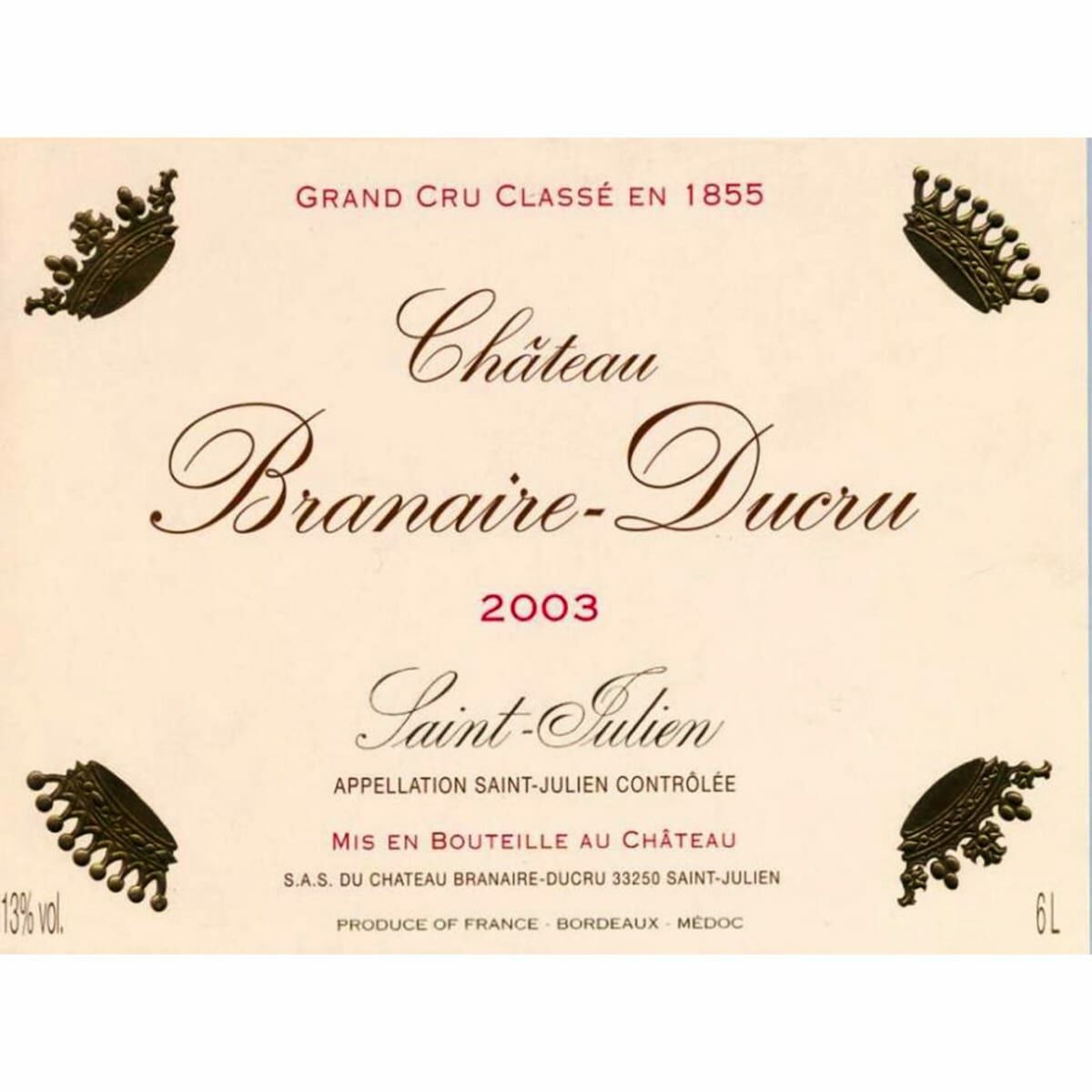 Chateau Branaire Ducru 2003 (RP94)