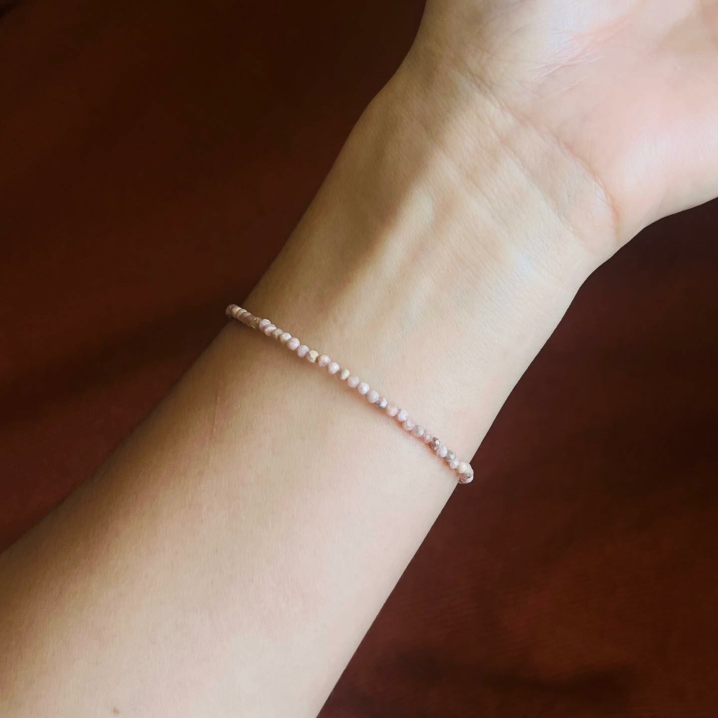 [原石] 紅紋石 / 菱錳礦 水晶手鏈