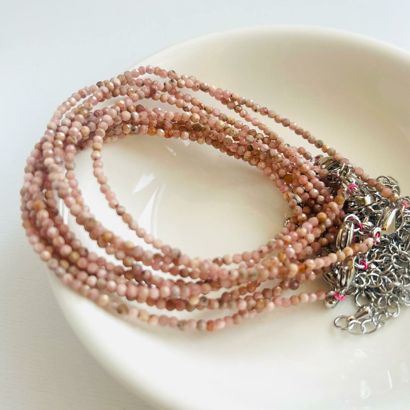 [原石] 紅紋石 / 菱錳礦 水晶手鏈