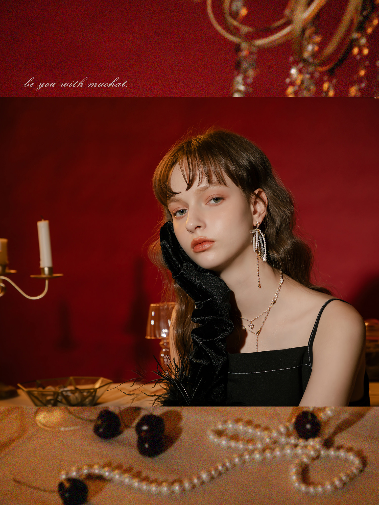 夜晚序幕戀曲。MUCHAT手作14+18KGP水晶珍珠蝶結星芒純銀針耳環