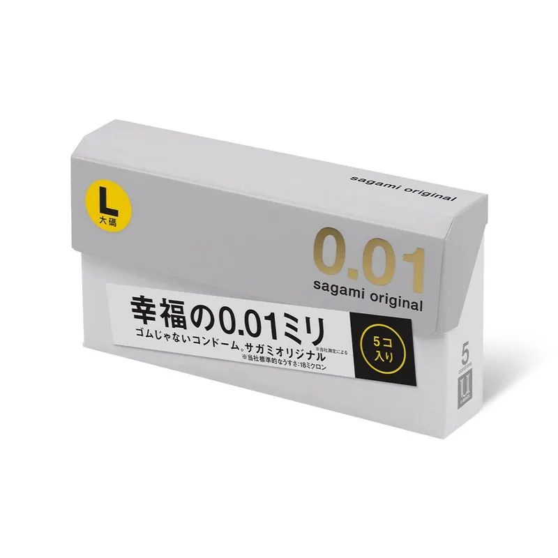 Sagami Original 0.01 L-size 58mm 5's Pack PU Condom
