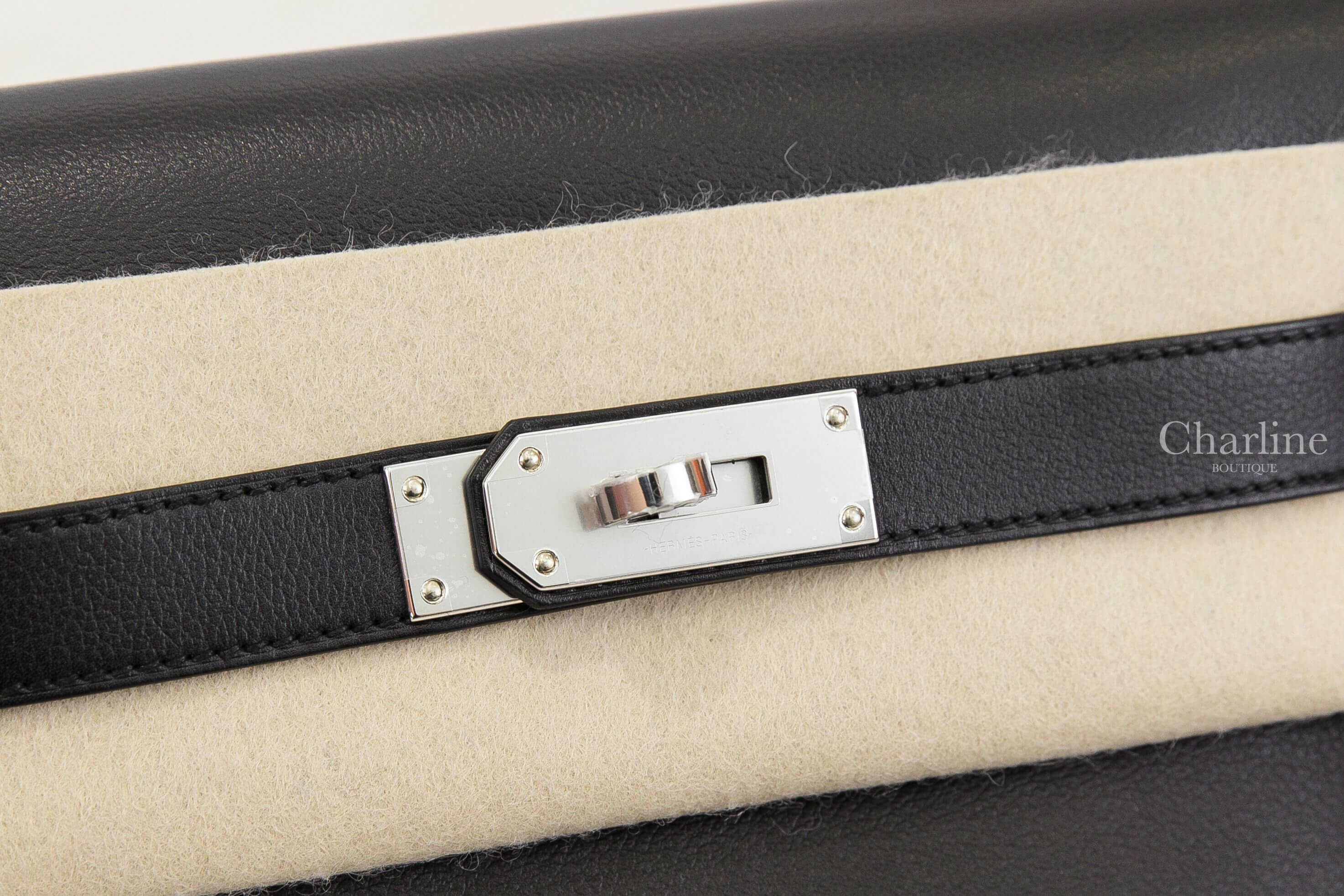 Hermès Kelly Messenger PM 89 Noir Veau Evergrain 黑色銀釦小型肩背包