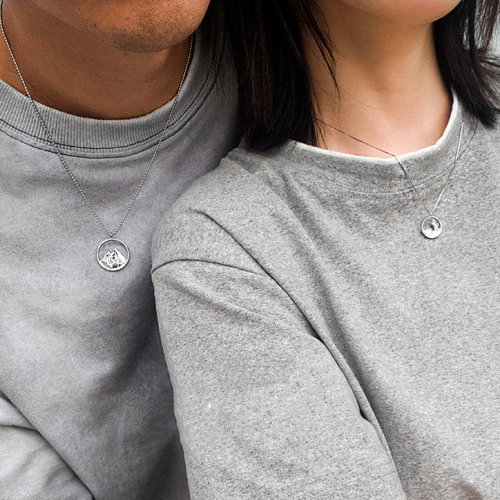 「山盟海誓 異地戀」情侶項鏈 ｜S925純銀或鍍銀｜免費刻字✒️｜