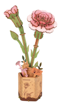 《 Robotime 》  立體木製組裝模型 粉色康乃馨