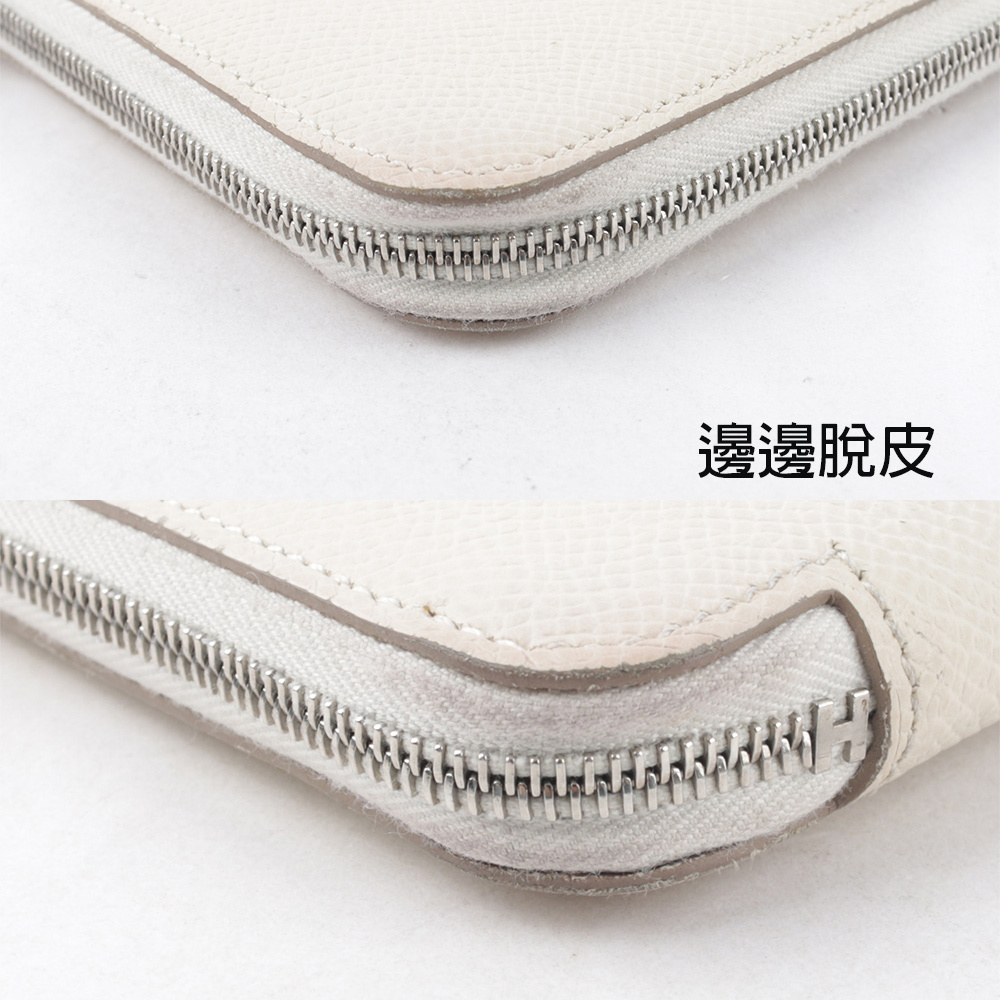 【HERMES】Epsom 皮革釦環圖案ㄇ形拉鍊長夾(白色)