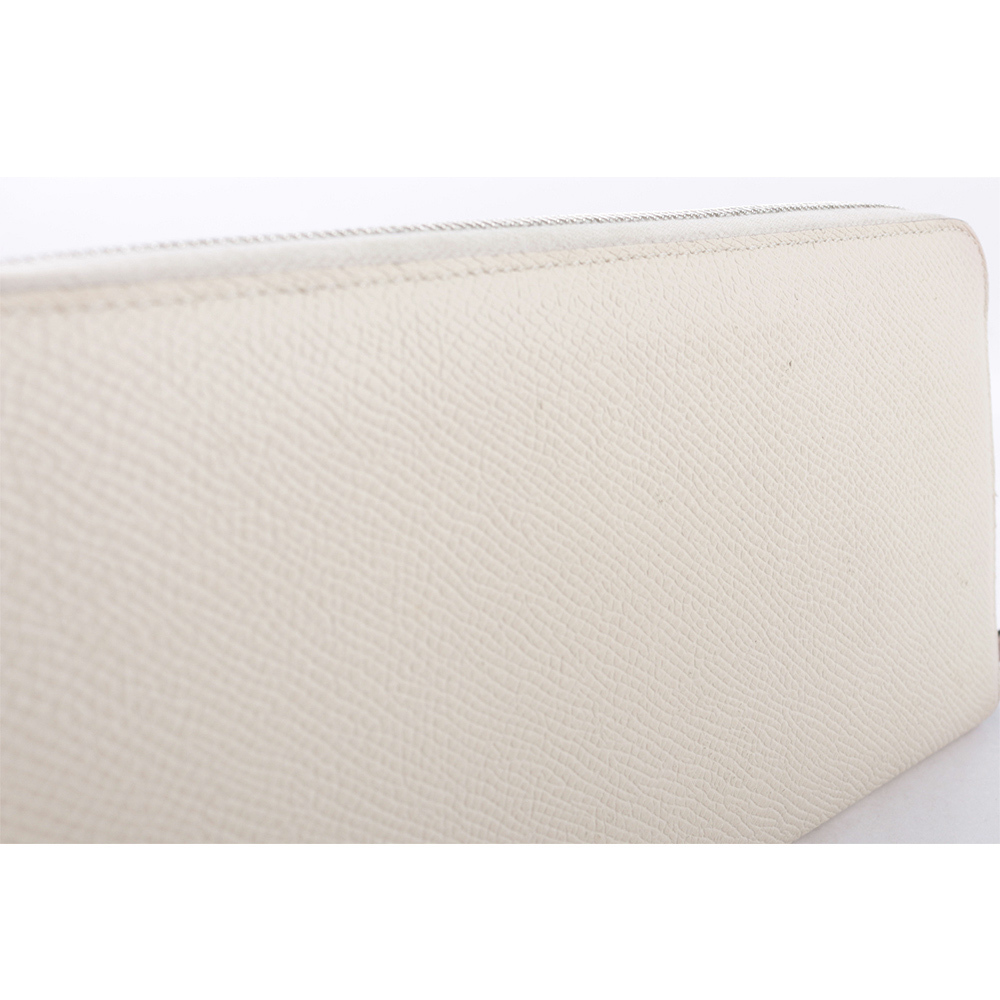 【HERMES】Epsom 皮革釦環圖案ㄇ形拉鍊長夾(白色)