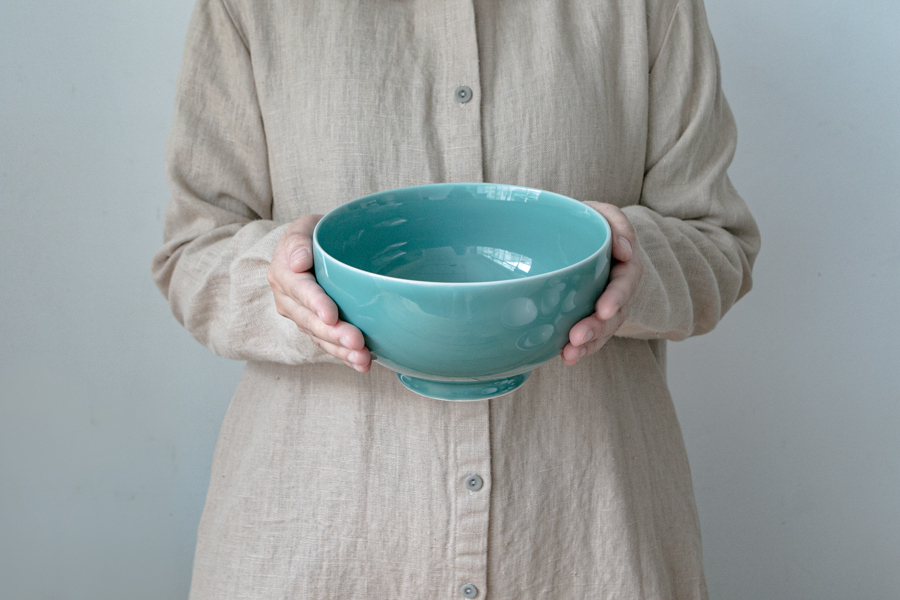 白山陶器-6寸深麵丼 青瓷