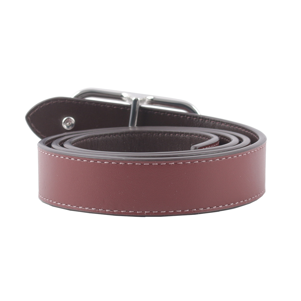 【COACH】Morgan 銀色方形馬車標誌小牛皮寬2.5cm皮帶(酒紅色) CE969 SVL3U