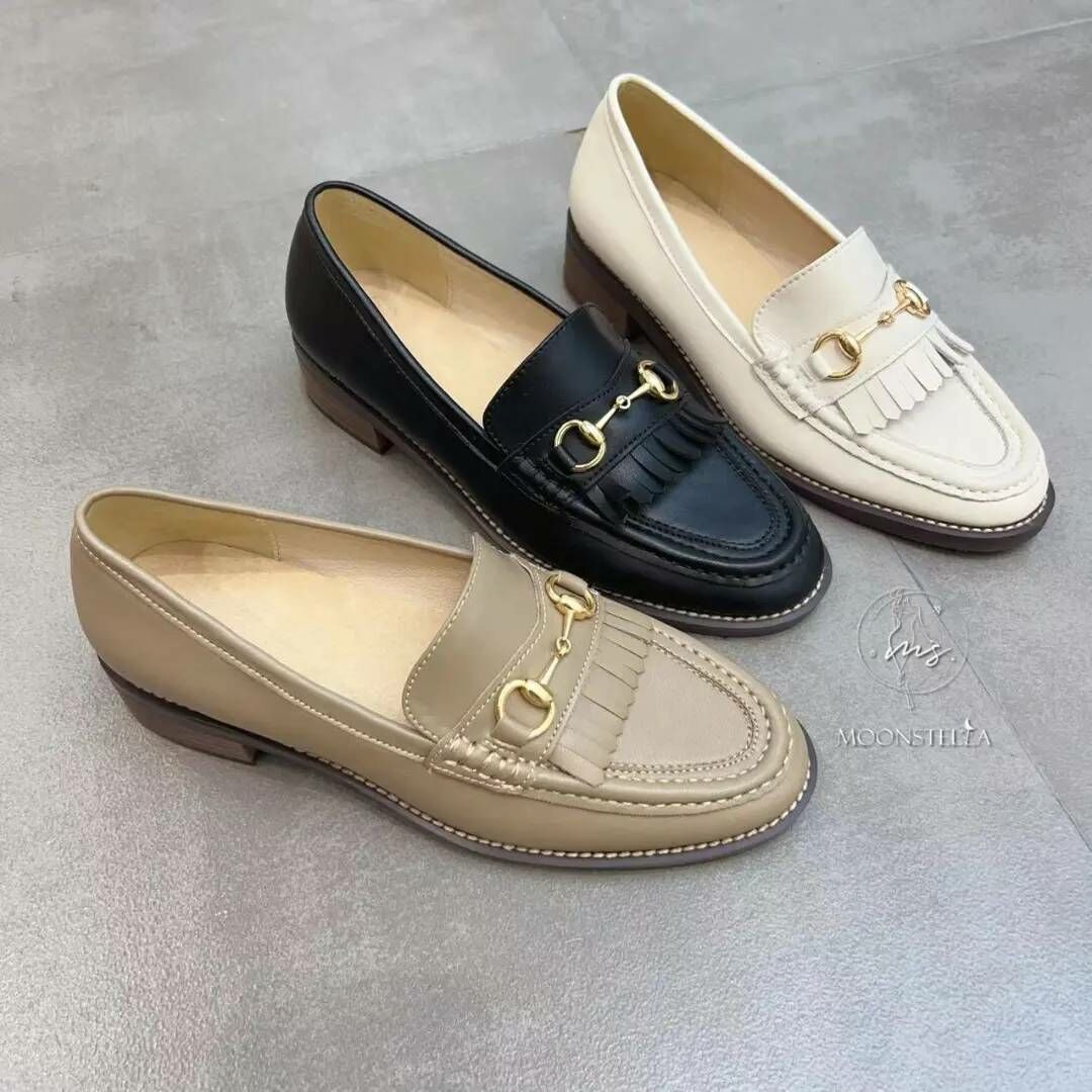 韓版 金復古流蘇牛皮小單鞋
