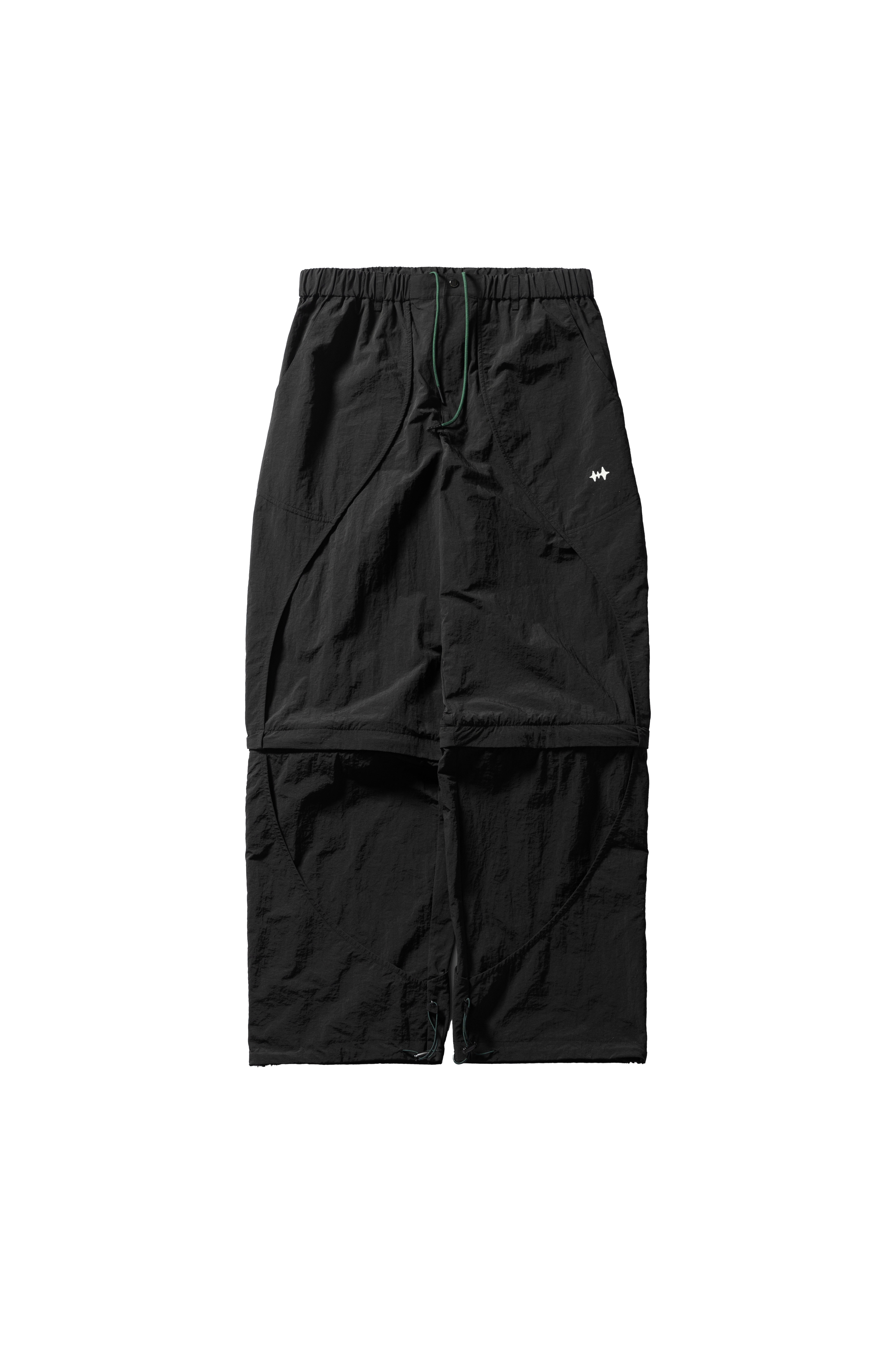 2-WAY NYLON CURVED PANTS - BLACK