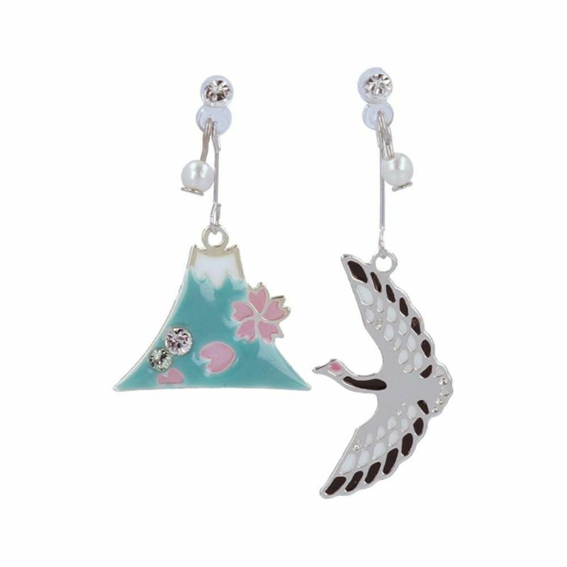 [日本制] 富士山&鶴耳環 (針/夾)