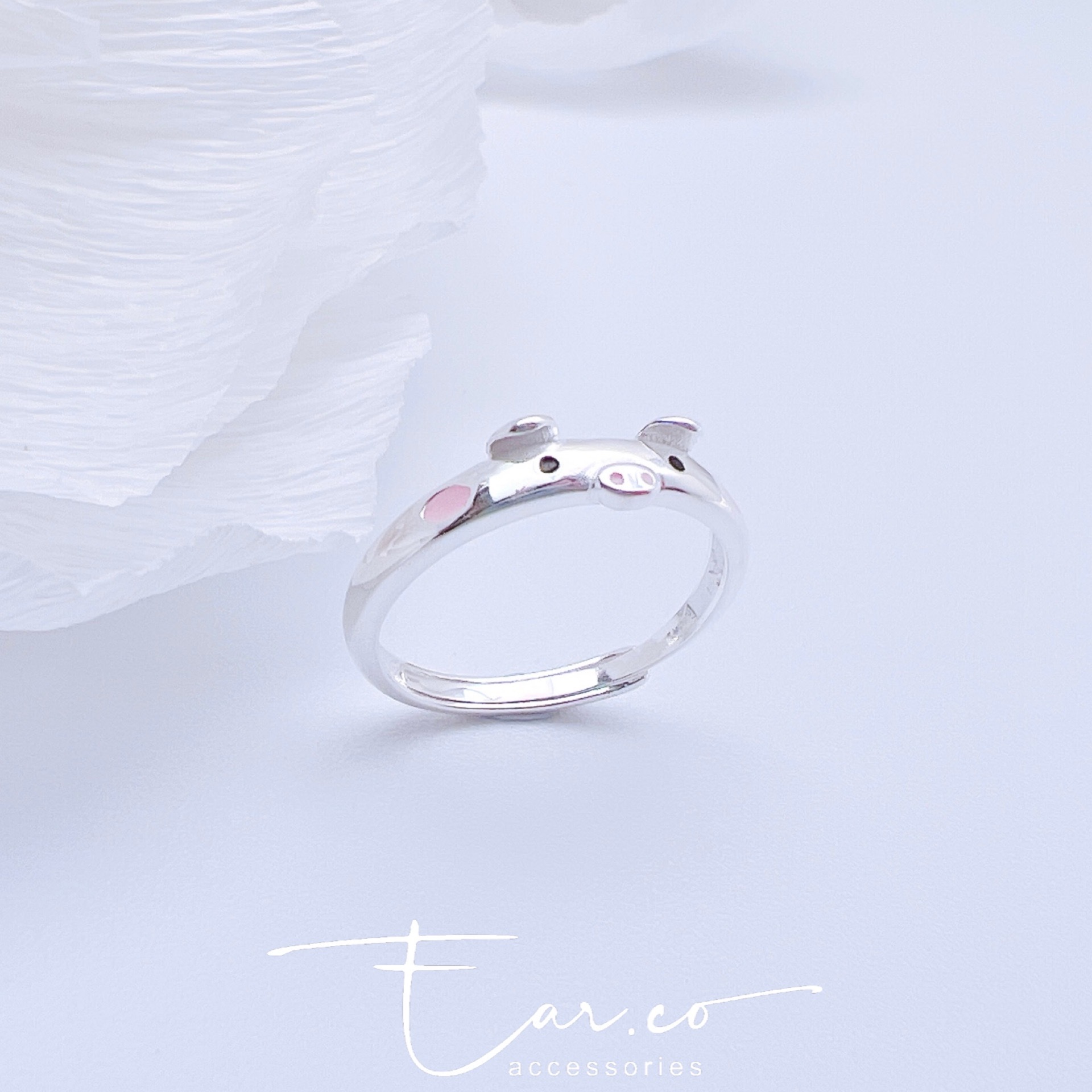 可愛小豬純銀戒指 #A908