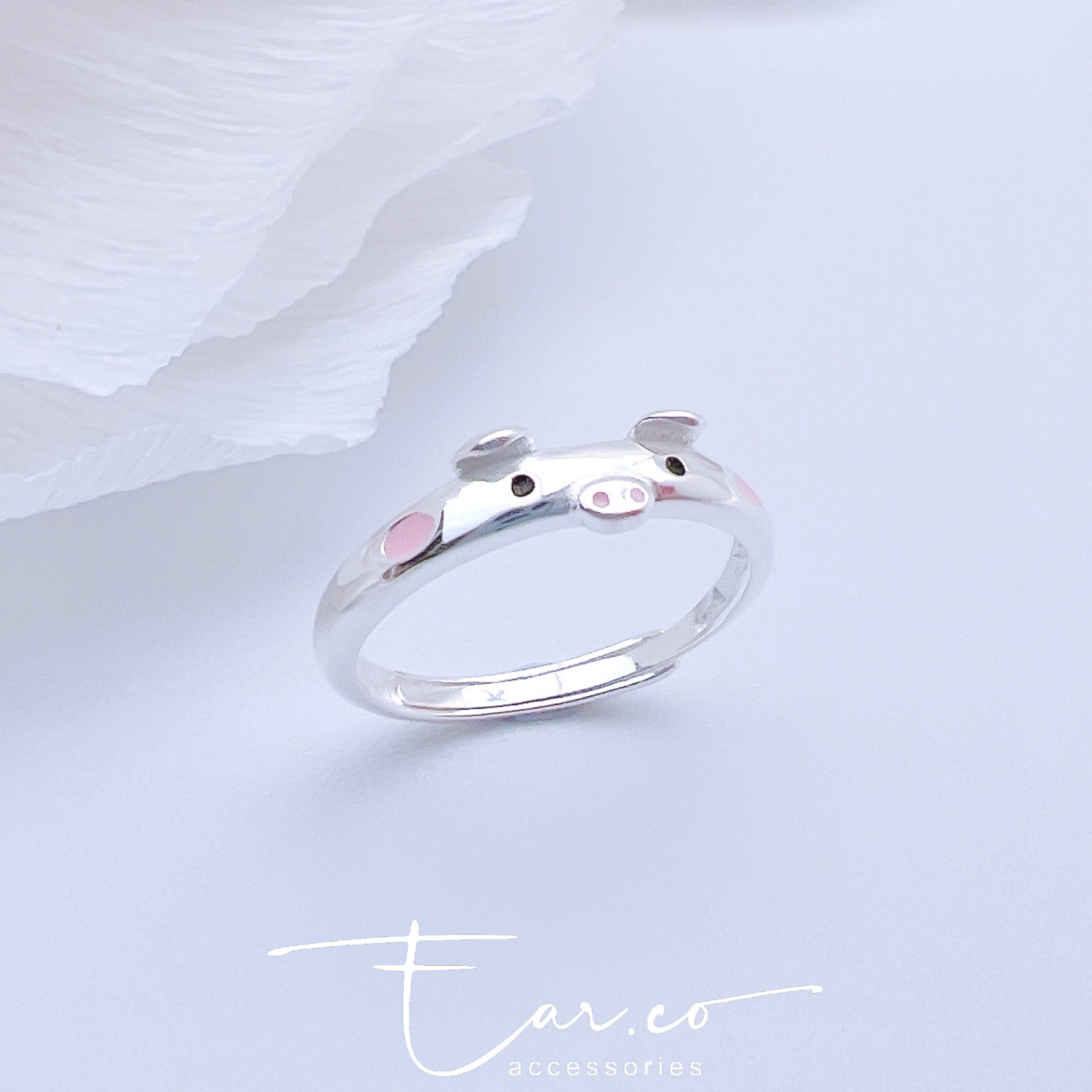 可愛小豬純銀戒指 #A908