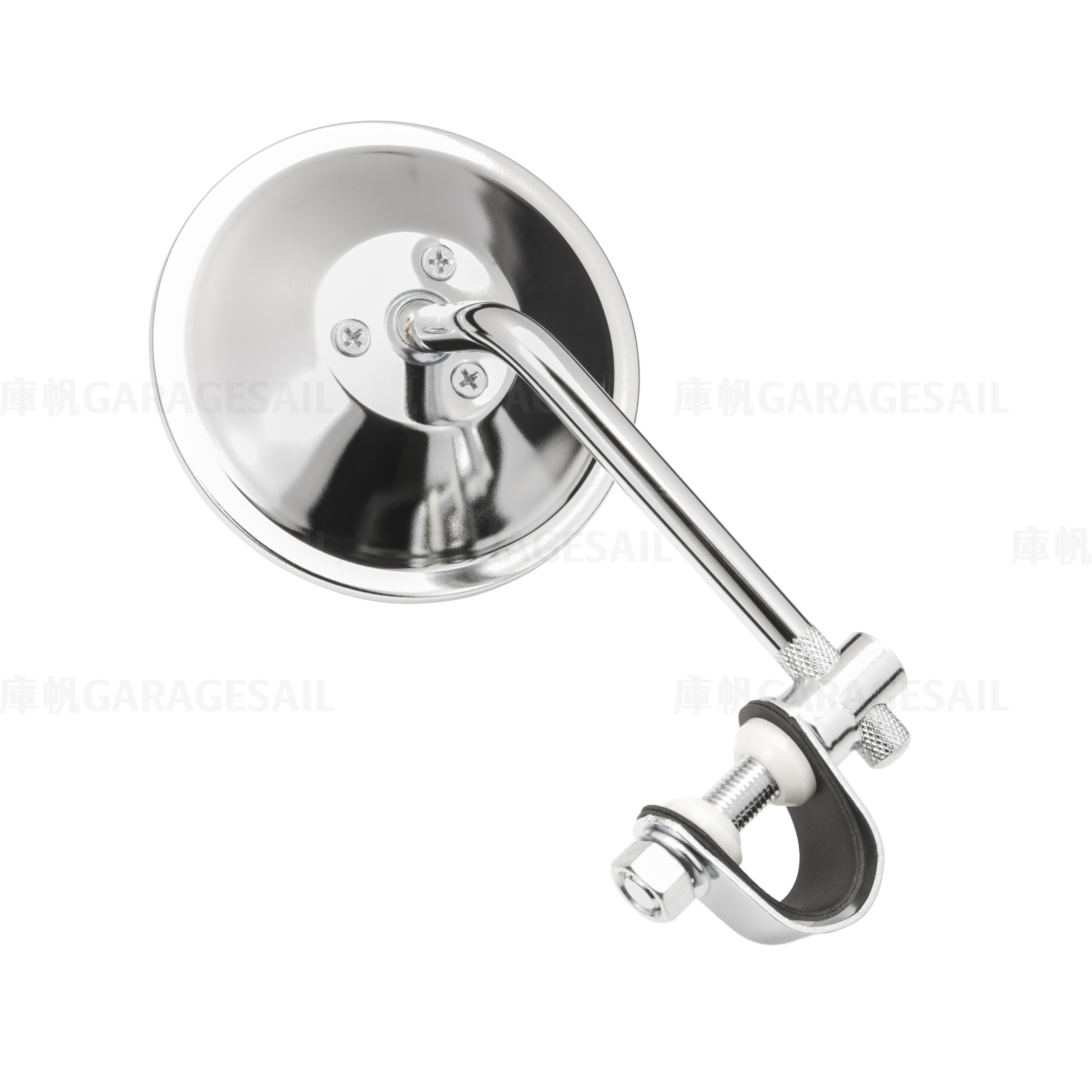 短桿 夾式 後照鏡 4吋圓 銀