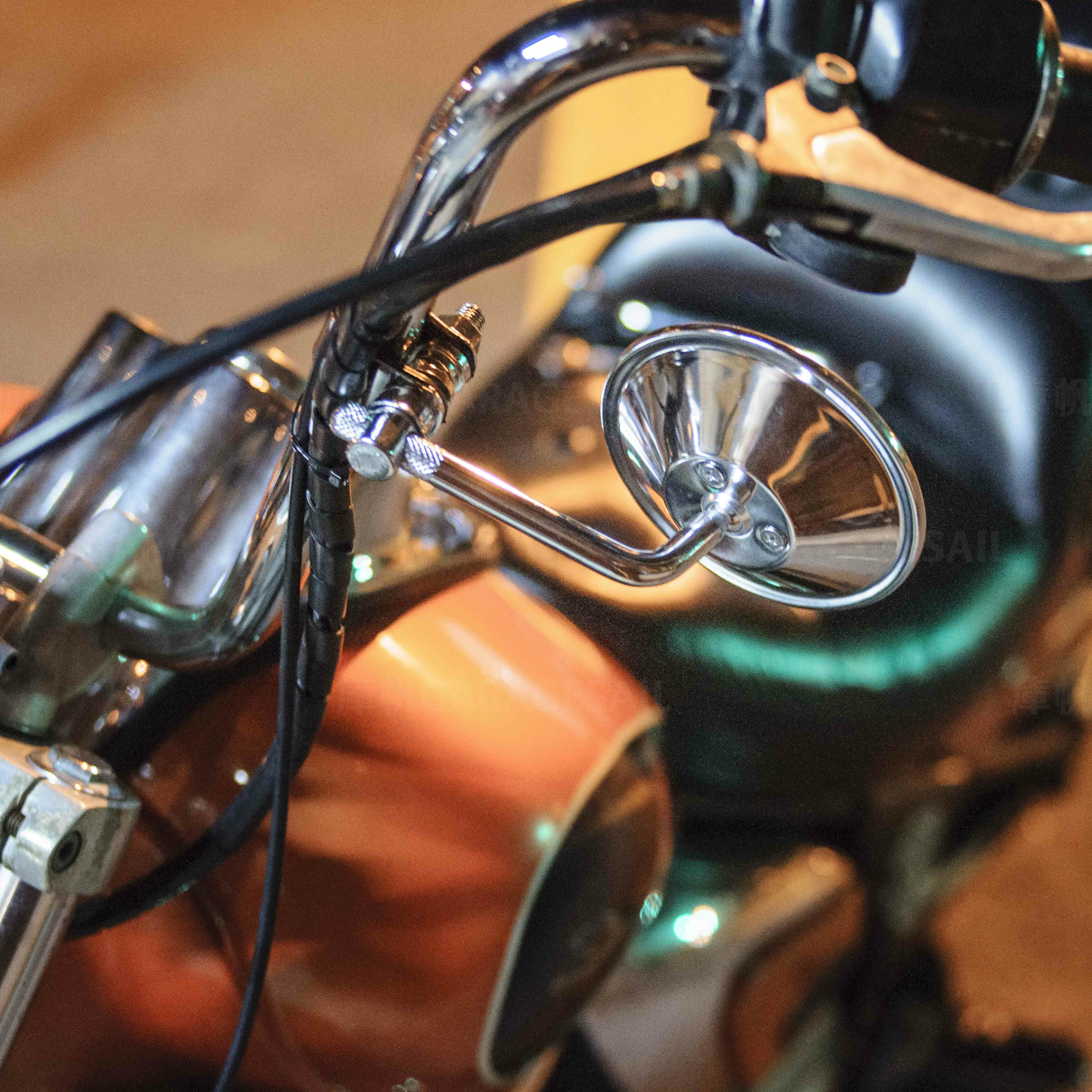 短桿 夾式 後照鏡 4吋圓 銀