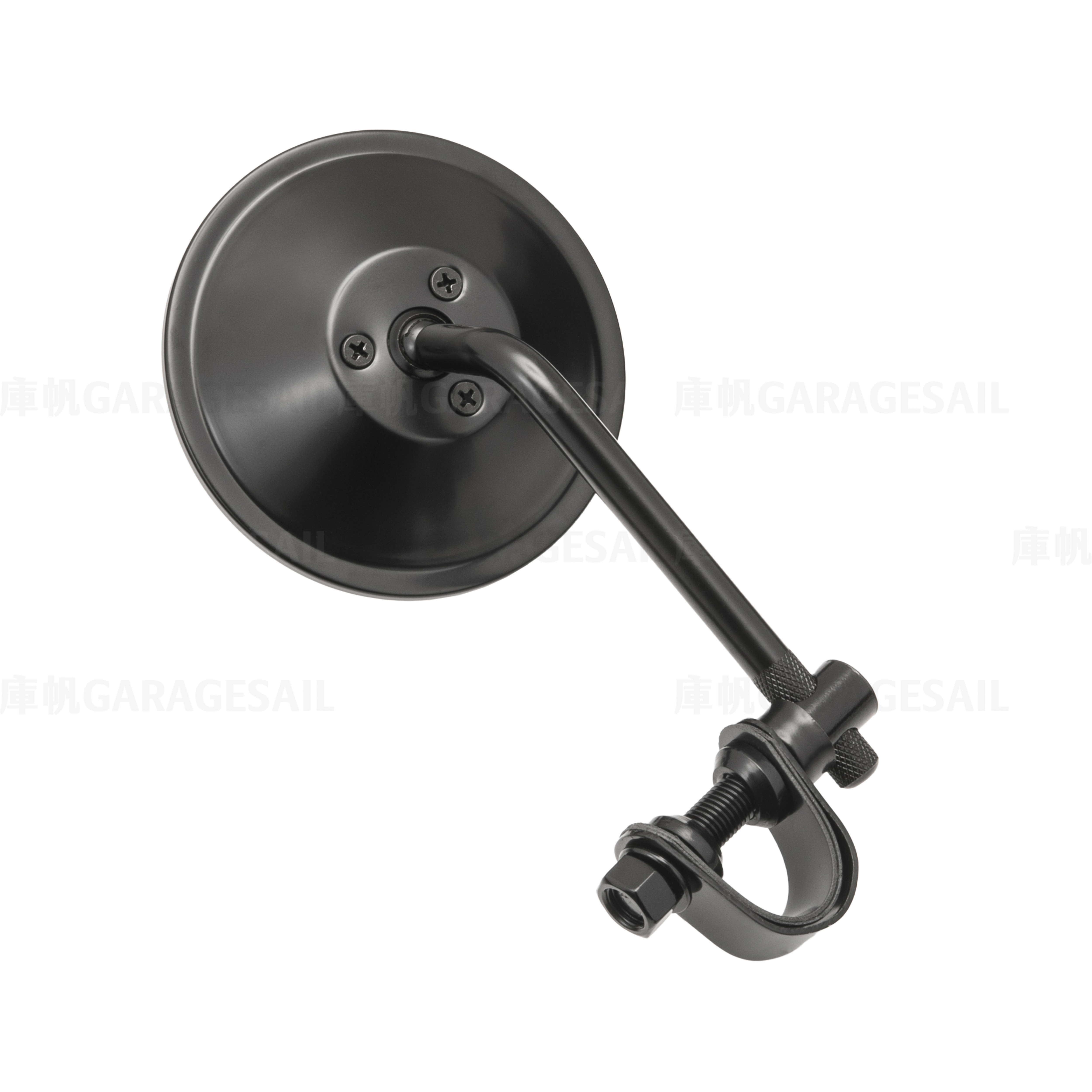 短桿 夾式 後照鏡 4吋圓 黑