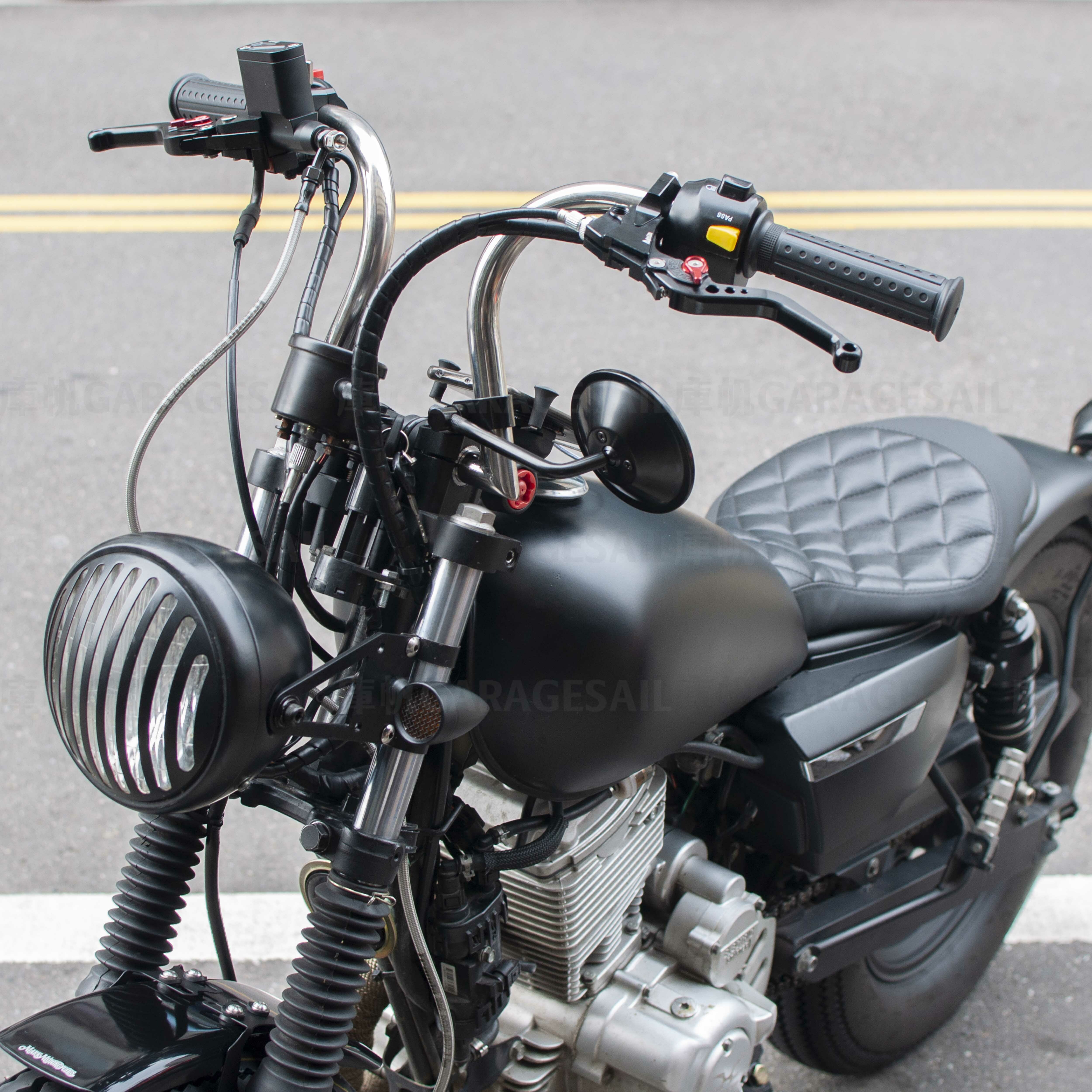 短桿 夾式 後照鏡 4吋圓 黑