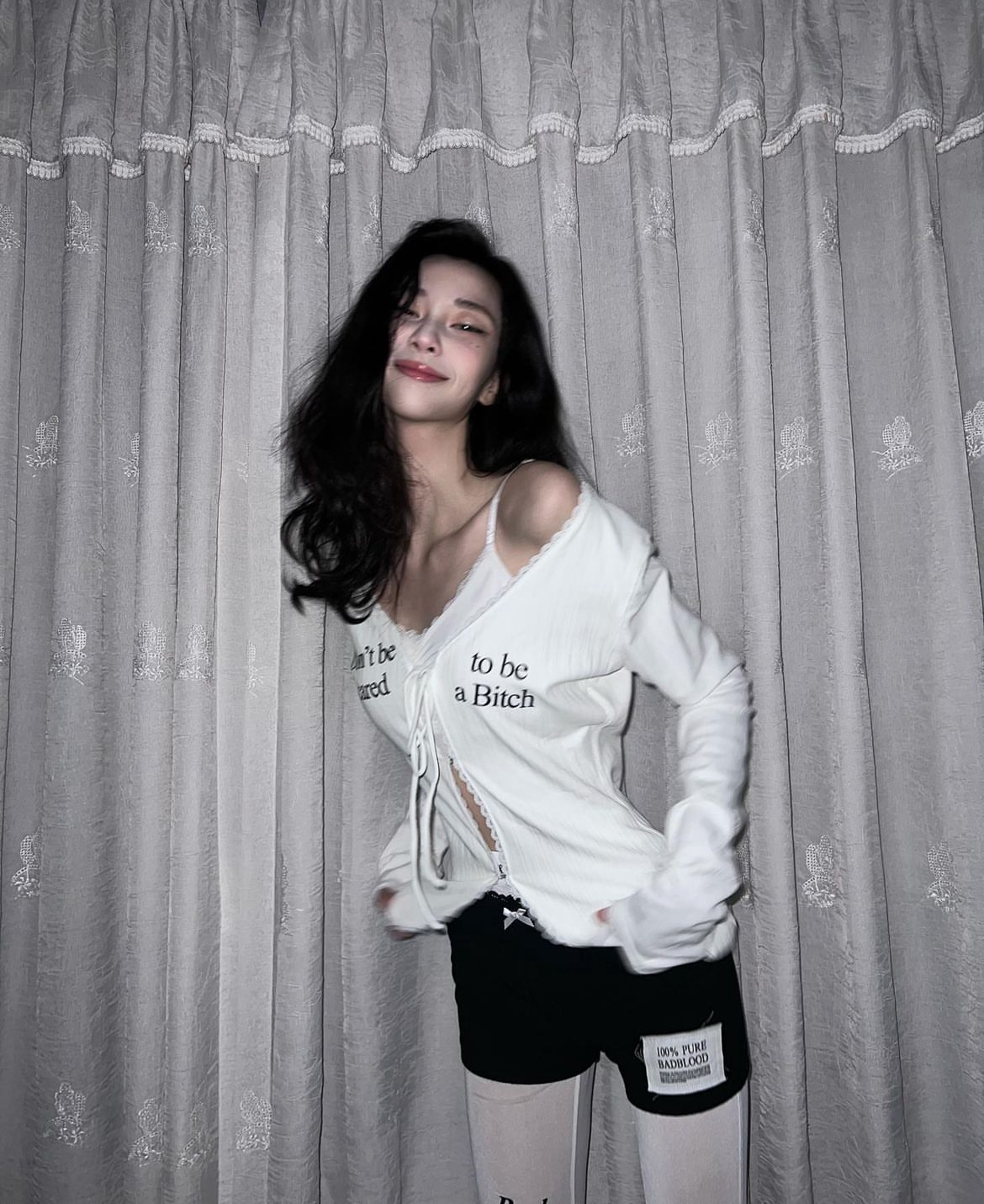 BAD BLOOD - Dont Be Scared Tie Cardigan (White)