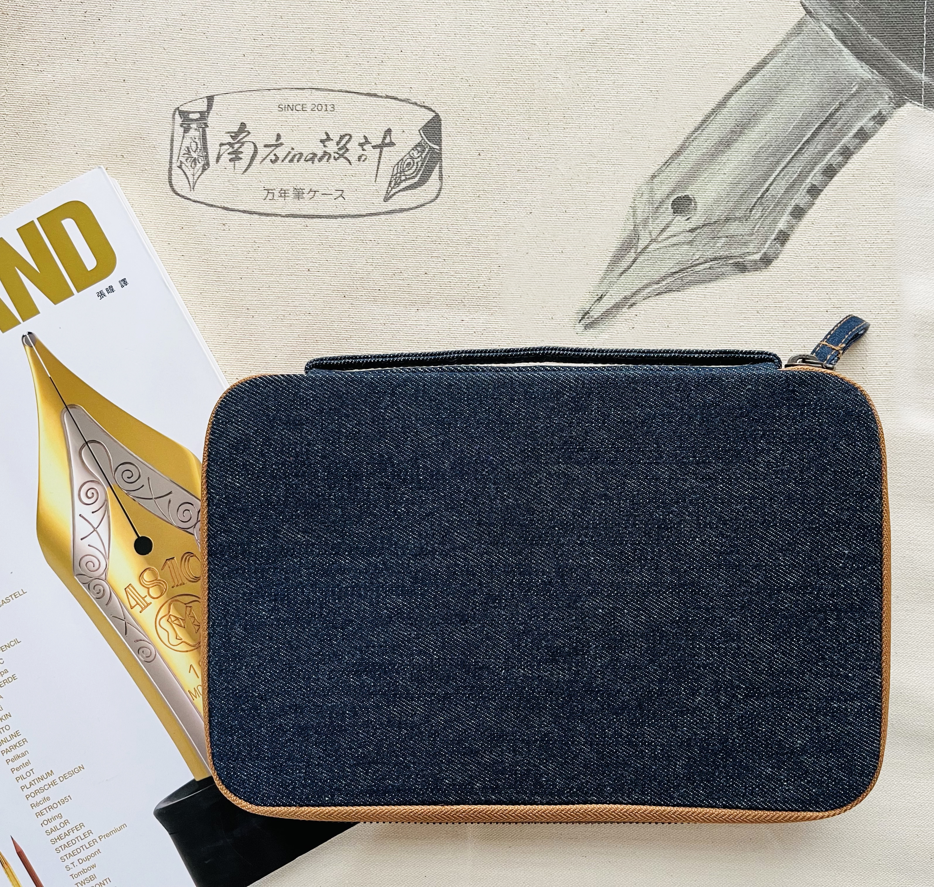 Kyokuhaku 10入 手提橫式鋼筆袋_丹寧