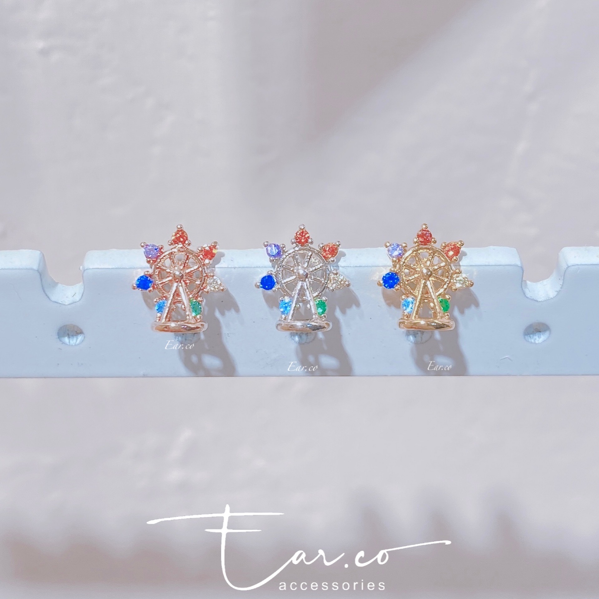 彩虹摩天輪耳骨釘 [單支] #P013