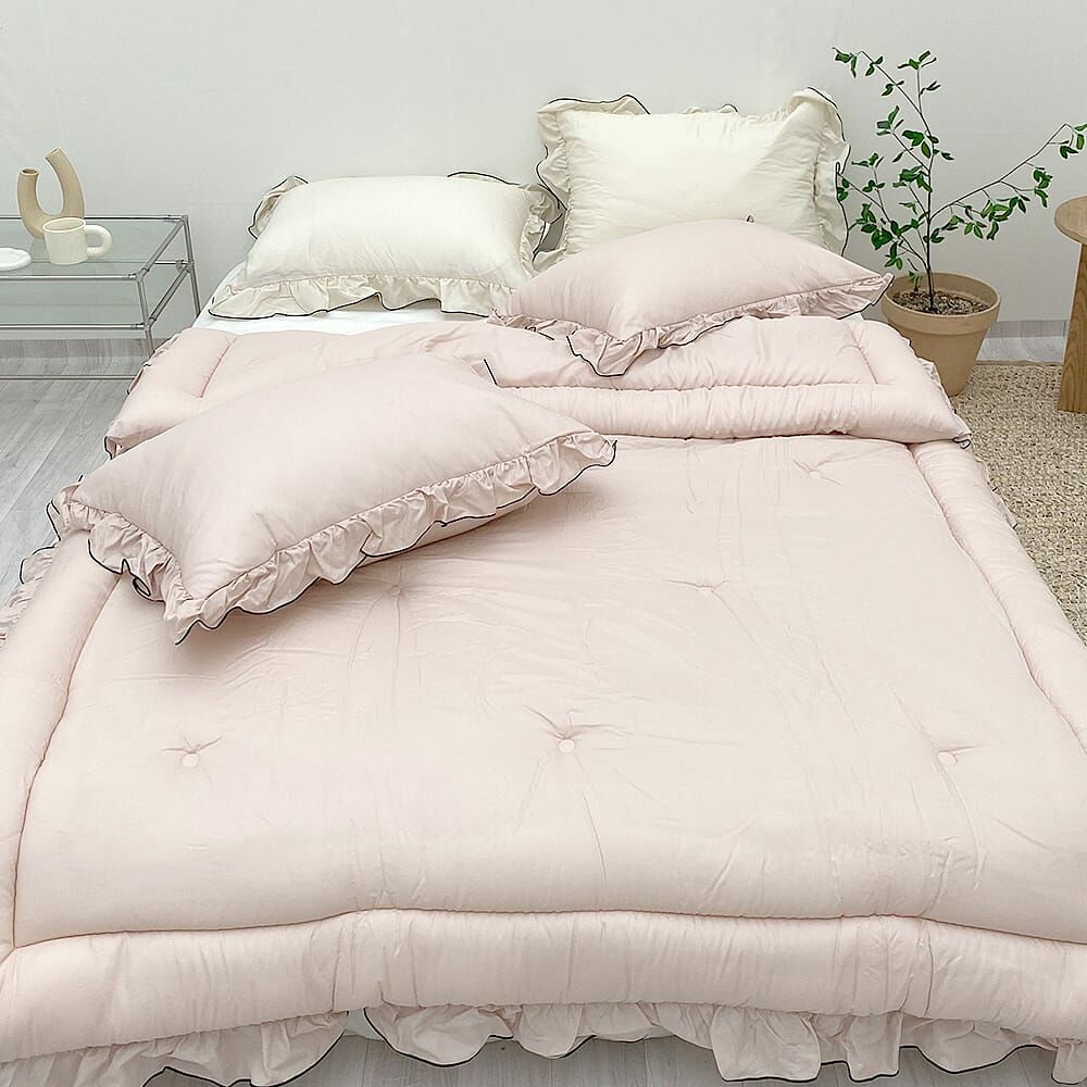 KQ2405 荷葉撞色邊莫代爾