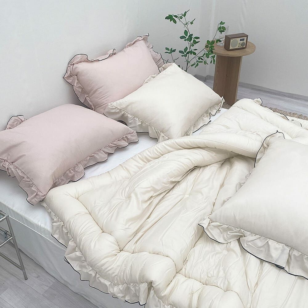 KQ2405 荷葉撞色邊莫代爾