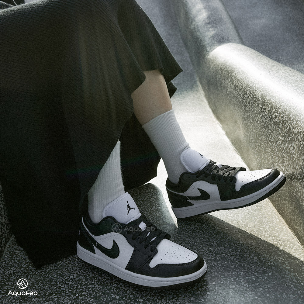 Nike W Jordan 1 Low Panda 女黑白熊貓喬丹經典潮流休閒鞋DC077...