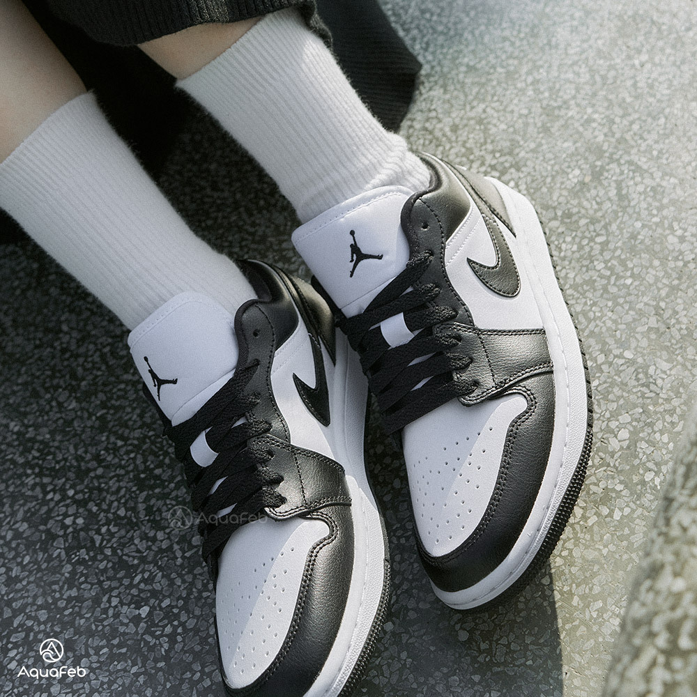 Nike W Jordan 1 Low Panda 女黑白熊貓喬丹經典潮流休閒鞋DC077...