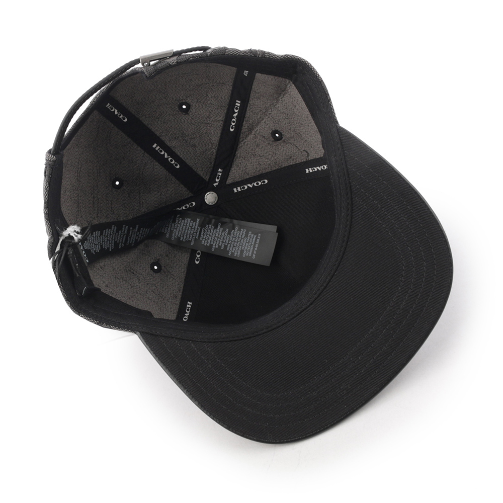 【COACH】CC Logo 緹花布及皮革棒球帽 M-L (炭灰色/黑色) CH408 CQBK