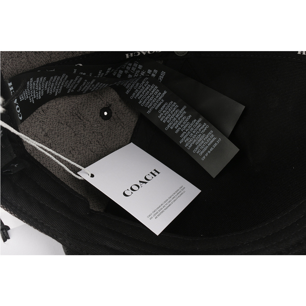 【COACH】CC Logo 緹花布及皮革棒球帽 M-L (炭灰色/黑色) CH408 CQBK