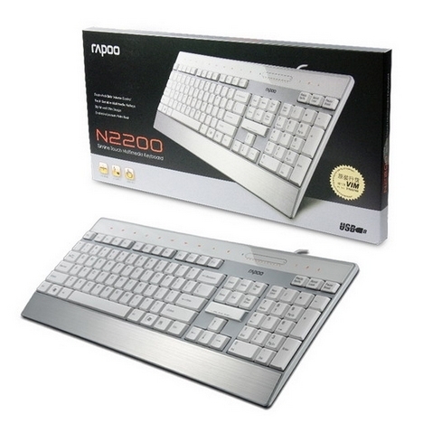 Rapoo - K-N2200-W 超薄輕觸多媒體鍵盤 – 白色 中文繁體