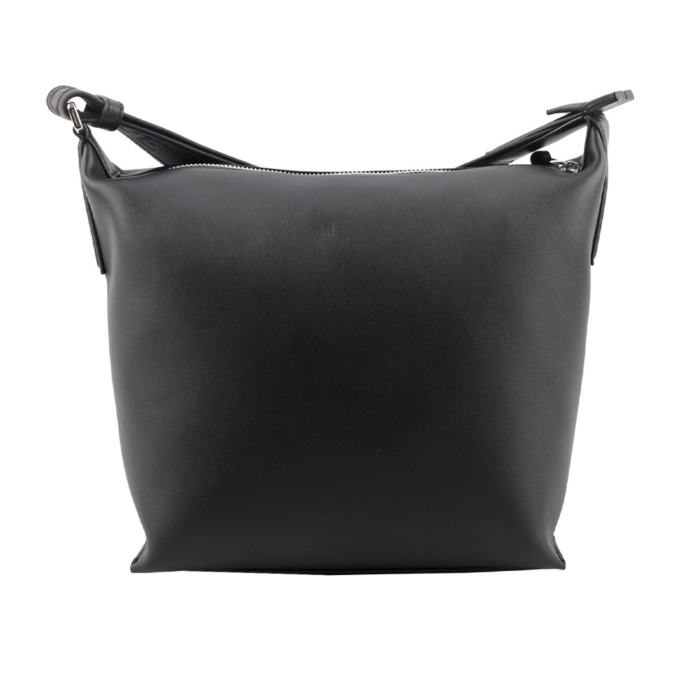 【LOEWE】Cubi 柔軟小牛皮緹花織布背帶斜背包(黑色) B906Q63X04 1100