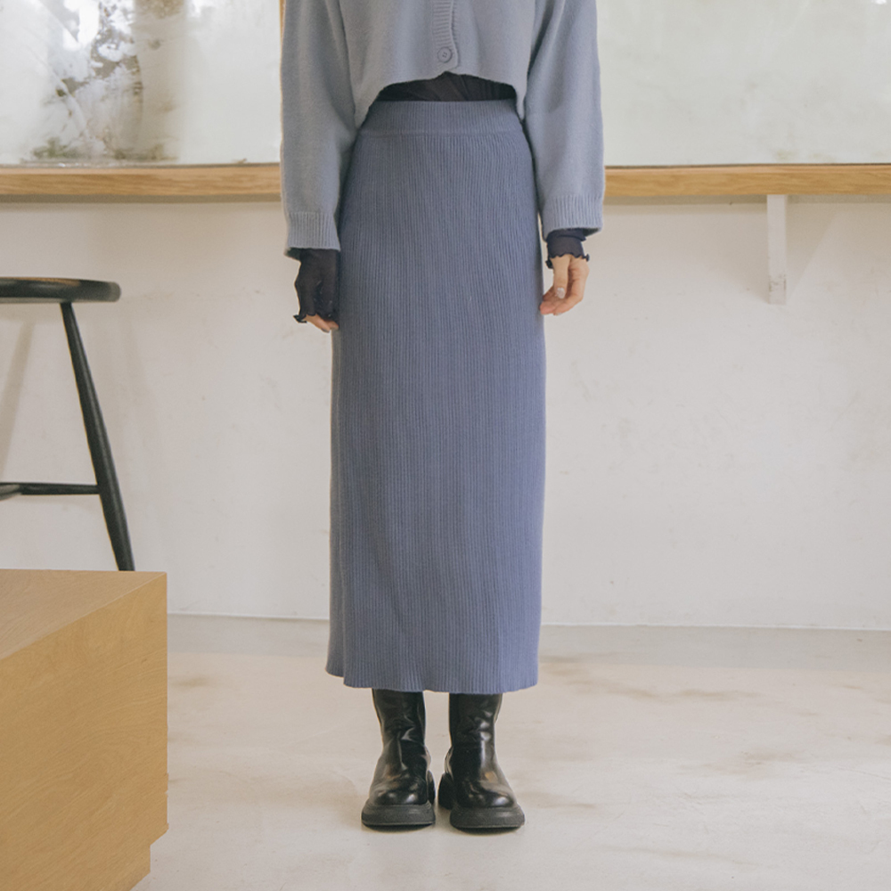 Textured pitted knitted straight long skirt five colors【03021259】in stock+pre-order
